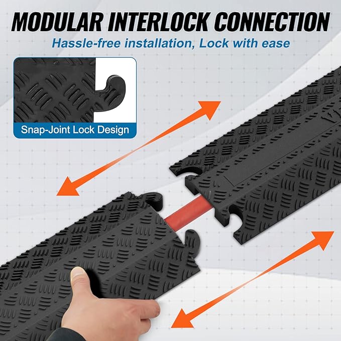 VEVOR 2 PCs Thermoplastic Rubber Drop Over Cable Cover Ramp, 000 lbs/axle Load - Image 6