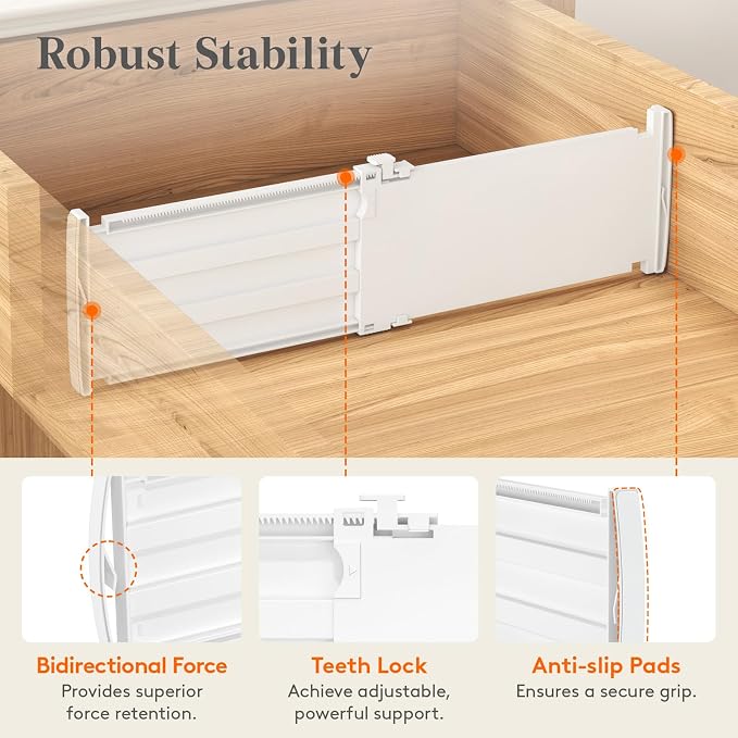 Lifewit 5" Tall 5 Pack Deep Drawer Dividers, 11.5-18.5" Expandable Drawer - Image 3
