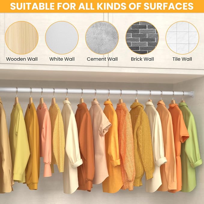 2 Pack Closet Rods for Hanging Clothes, 17-28 Inch No-Cut Stepless Adjustable - Image 5