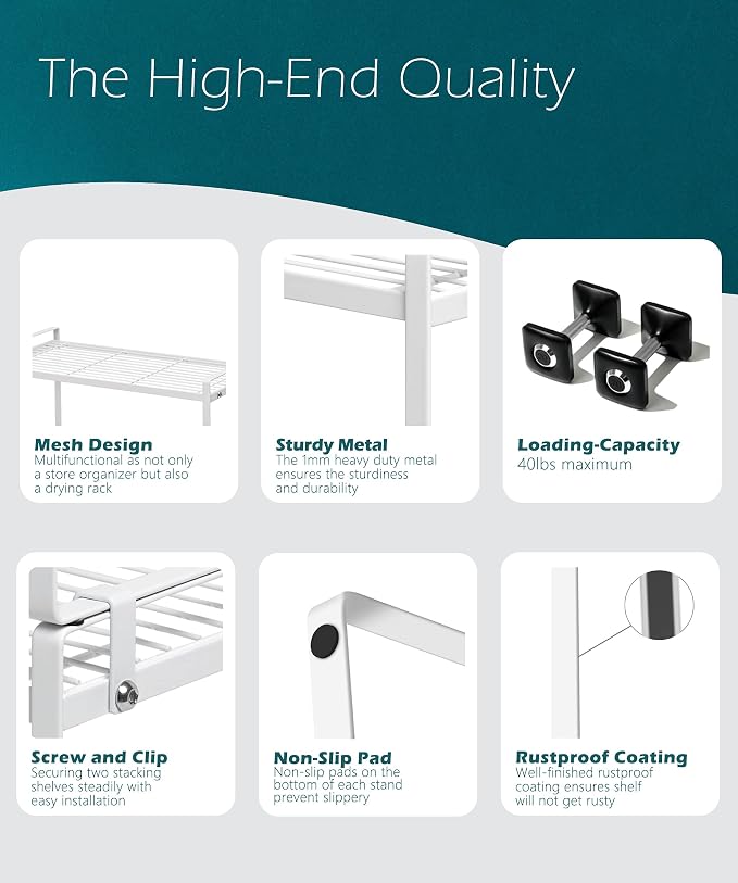 2Pack Kitchen Cabinet Shelf Counter Organizer Rack Pantry Storage Bathroom - Image 5