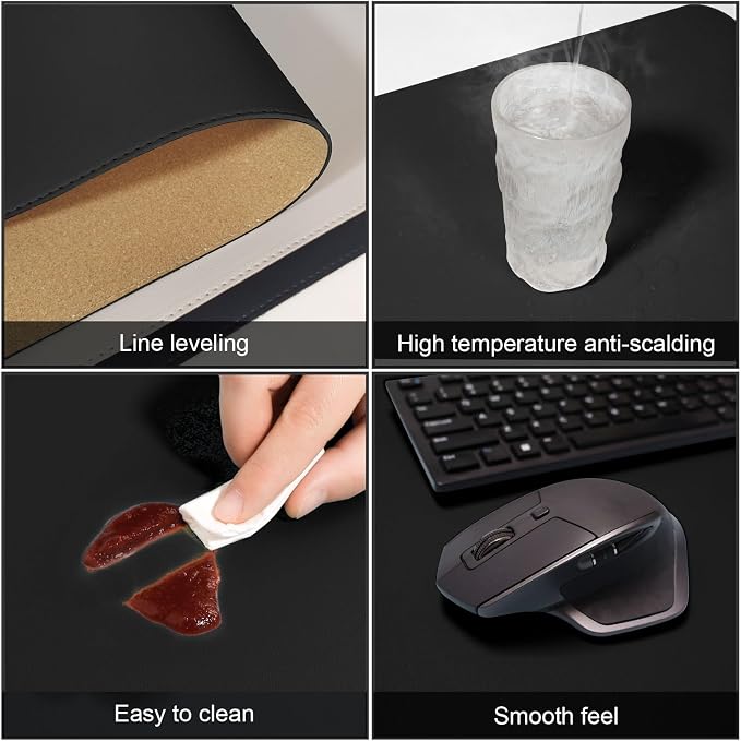 DAWNTREES Dual Sided Desk Mat, Leather Desk Pad, Cork Desk Mat Protector - Image 5