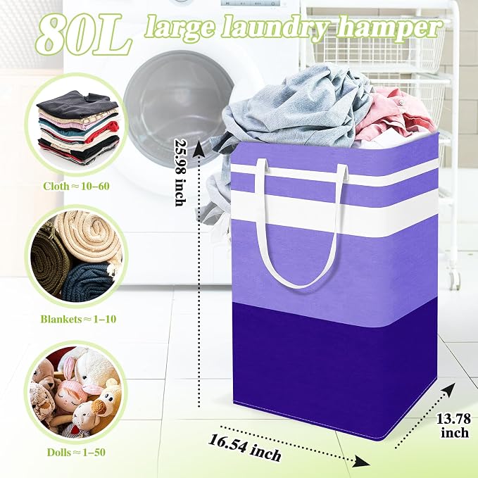 2-Pack Foldable Laundry Basket, Large Laundry Baskets - Image 3