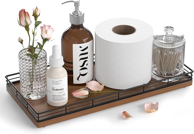 Oak Bathroom Toilet Tank Tray, Vanity Tray by Focusonit