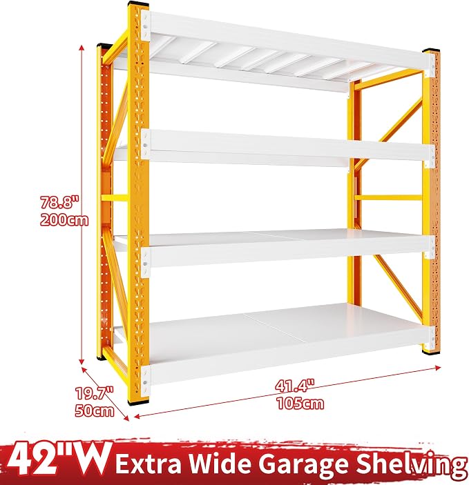 3000LBS Garage Shelving 42" W Garage Shelving Heavy Duty 4-Tier Metal Storage - Image 3