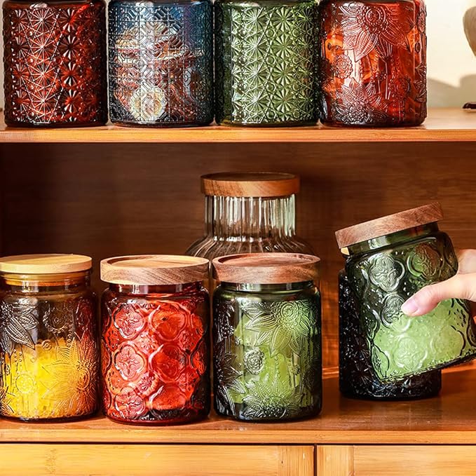 Vintage Glass Storage Jar with Solid Wood Lid - Image 6