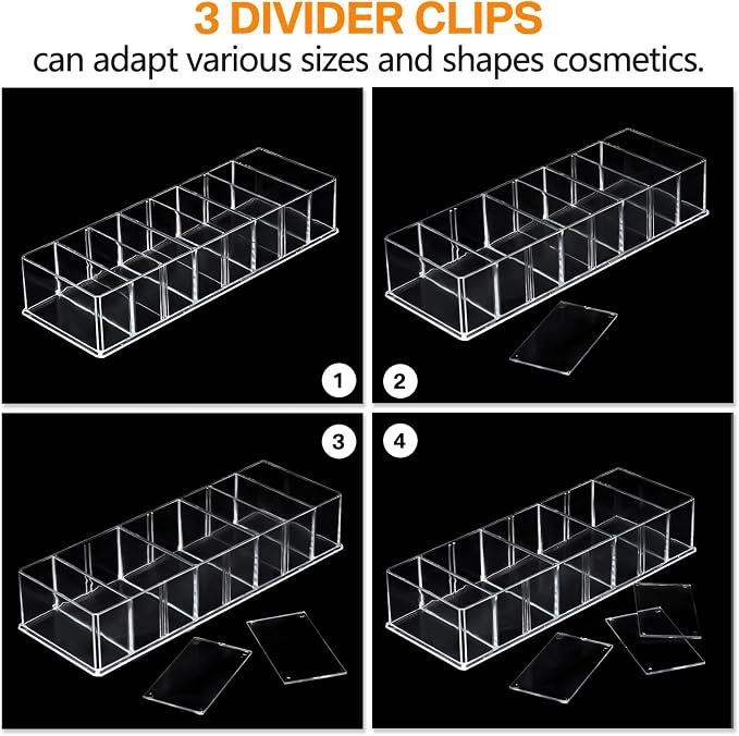 Tuanse 4 Pcs Acrylic Makeup Compact Organizer Detachable 8 Spaces Clear Vanity - Image 3
