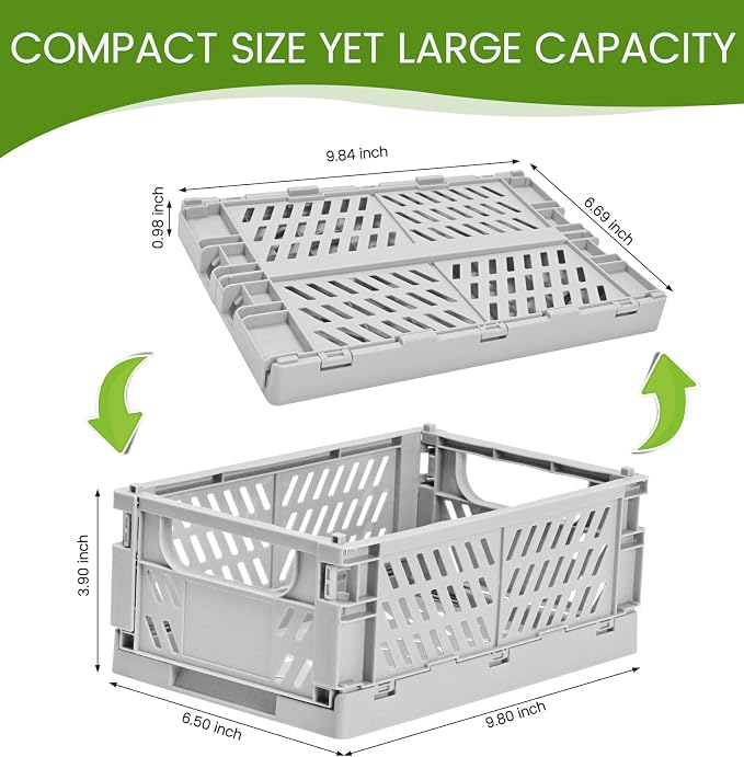 4-Pack Small Pastel Plastic Storage Baskets, Collapsible Crates - Image 3