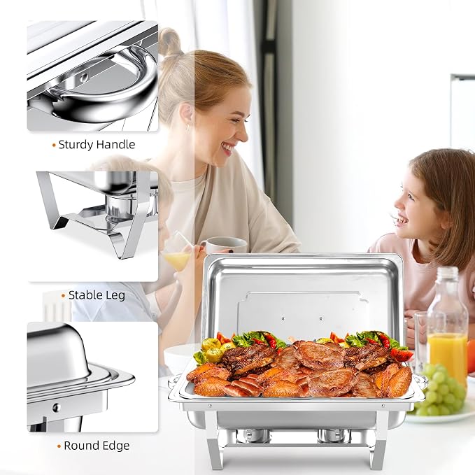 Chafing Dish Buffet Set, 8QT Stainless Steel Chafing Dishes - Image 5