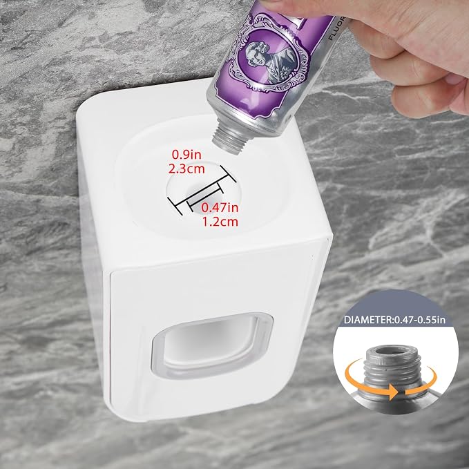 2 Slot Toothbrush Holder and Toothpaste Dispenser Wall Mounted, Automatic - Image 6