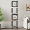 4 Cube Glass Shelf, 4-Tier Bookshelf, Display Shelf Rack, Metal Storage Rack by Furnify
