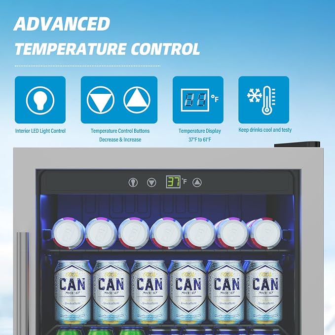 4.5 Cubic Feet Mini Fridge, 145 Can Freestanding Beverage Refrigerator - Image 6