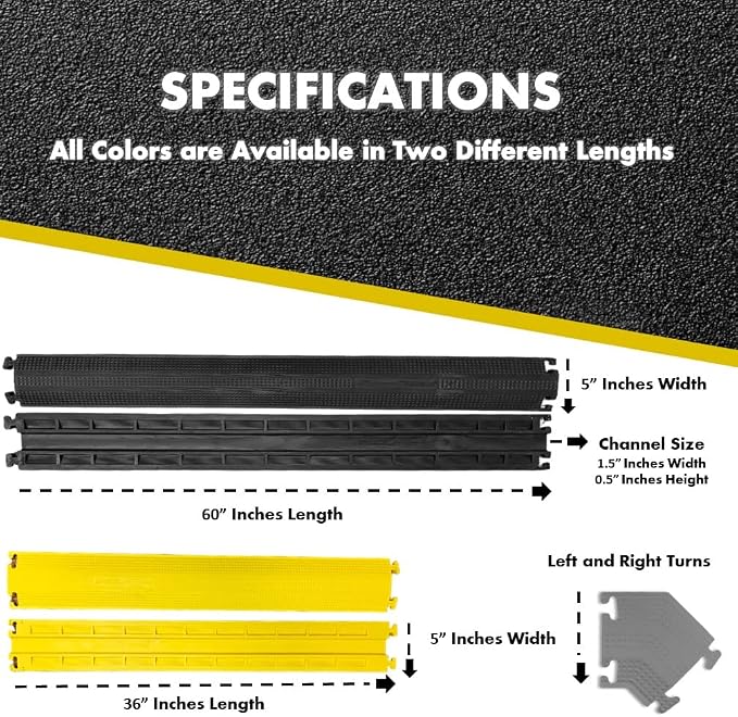 Kable Kontrol Drop Over Floor Cord Cover – 60” Inch Long 1 Channel Cable or - Image 6
