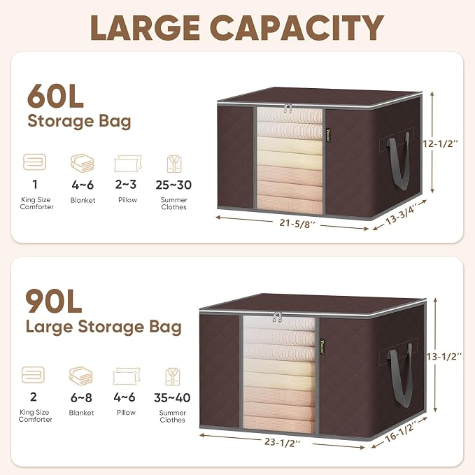 BALEINE 3 Pack Clothes Storage Bags, 16 Gallon Storage Containers - Image 6