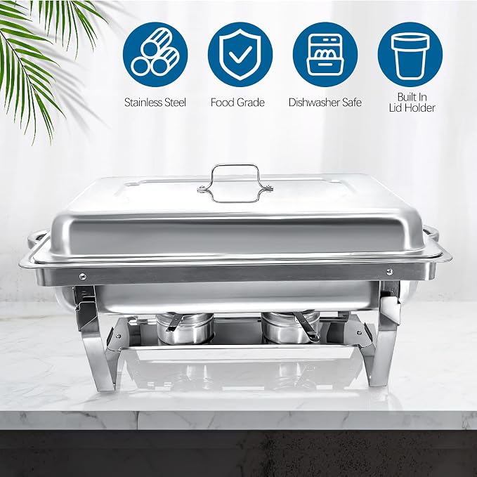 Chafing Dish for Buffet, 6 Pack Stainless Steel Chafing Servers Food Warmer Set - Image 2