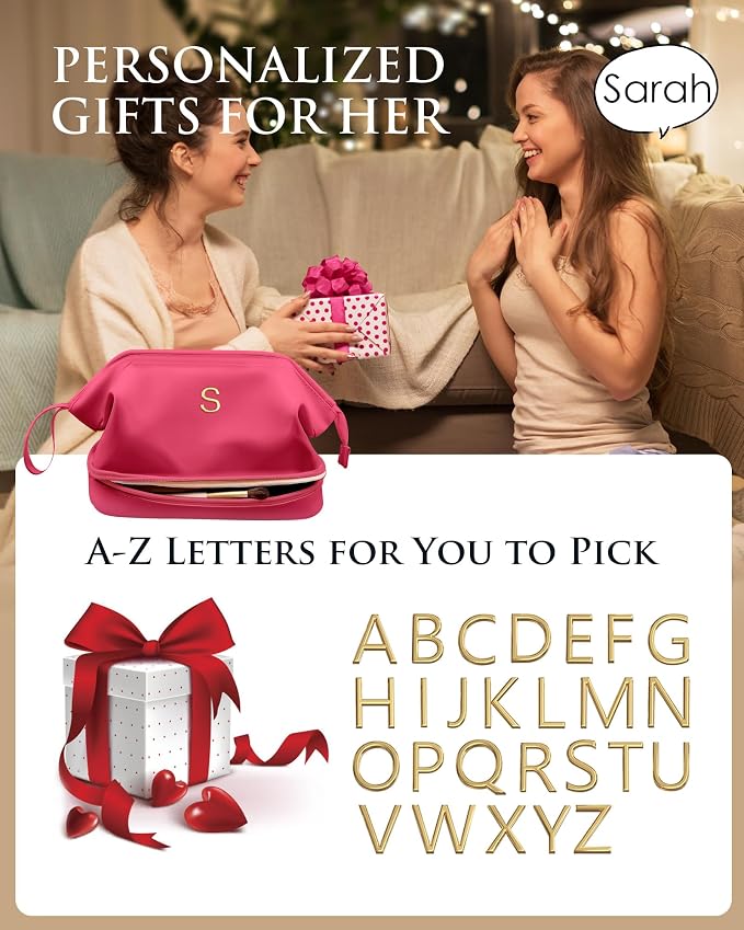 Teen Girl Gifts Trendy Stuff, Initial Large Makeup Bag, Bride To Be Gifts - Image 6