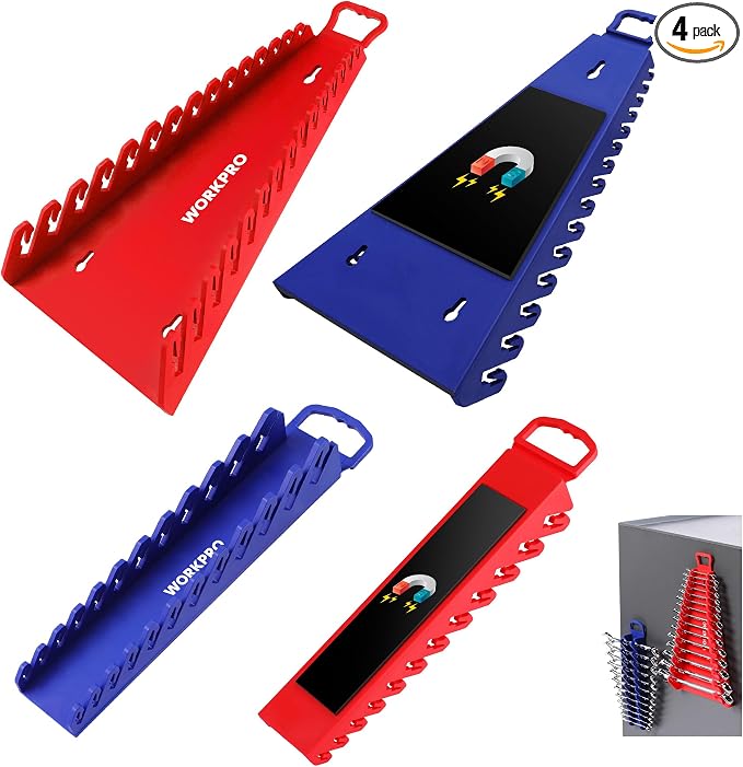 WORKPRO 4-PACK Magnetic Wrench Organizer, Flexible Gripping Teeth and Carrying by WORKPRO