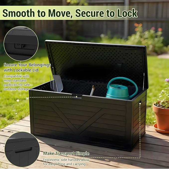 Outdoor Storage Box, 260 Gallon Deck Box Outdoor Storage Bench Outside - Image 6