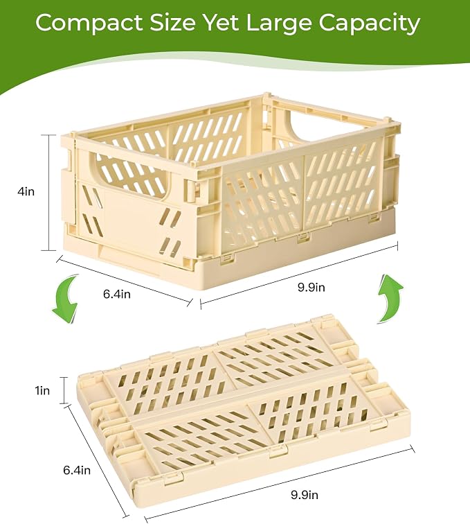 4-Pack Small Pastel Plastic Storage Baskets, Collapsible Crates - Image 3