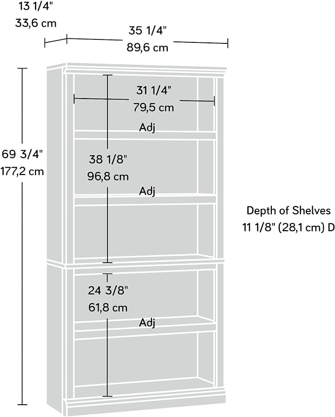 Sauder Miscellaneous Storage 5-Shelf Bookcase/ Book shelf, Select Cherry finish - Image 3