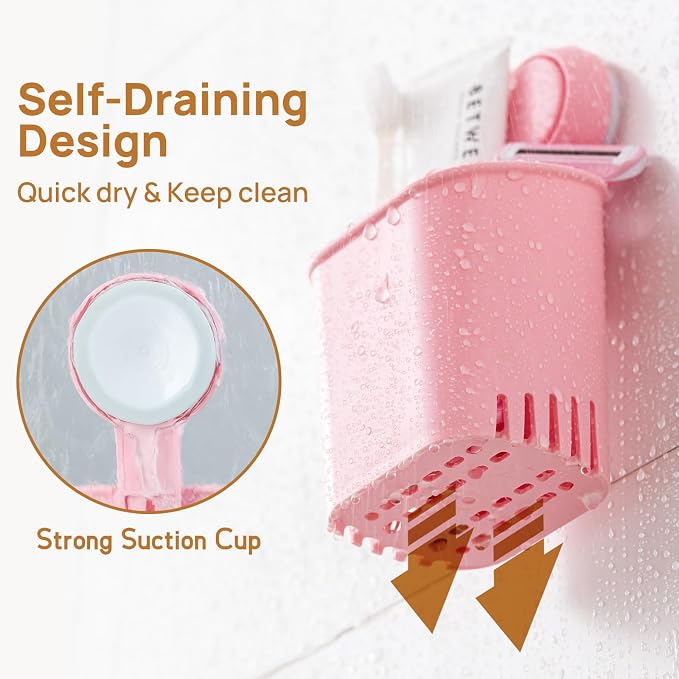 LEVERLOC Powerful Suction Toothbrush Holder 2 Pack, Removable Drill-Free Wall - Image 3
