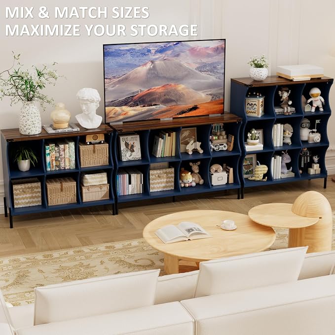 8 Cube Storage Shelf Organizer, Low Book Shelf Bookcase Entryway Table - Image 7