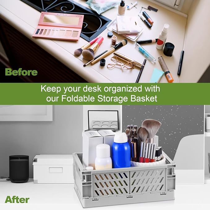 2-Pack Small Pastel Plastic Storage Baskets, Collapsible Crates - Image 4