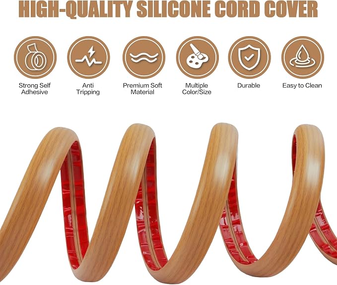 Floor Cord Cover Self Adhesive Cord Hider, 3.3FT Cable Management, Extension - Image 3
