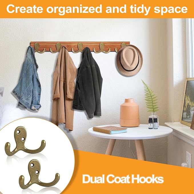 25 Pack Coat Hooks Wall Hooks for Hanging, Heavy Duty Double Prong Metal Hook - Image 4