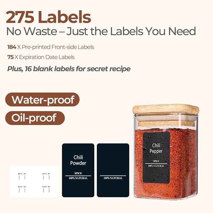 ComSaf 16Pcs Glass Spice Jars - Image 5