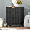 Fluted Dresser for Bedroom, 3 Drawer Dresser for Closet, Storage Cabinet and by Thacuok