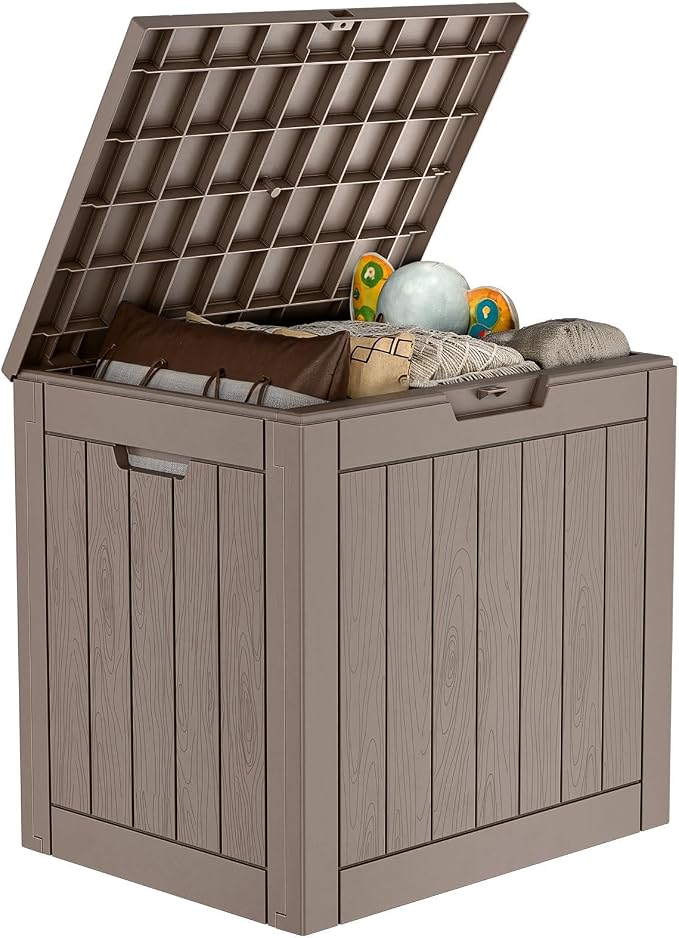 30 Gallon Outdoor Deck Box, Storage Lockable Waterproof Patio Furniture by MAIUSCOLI