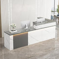 Receptionist Desk with LED Light，Wooden Salon Checkout Counter with Storage by Unknown