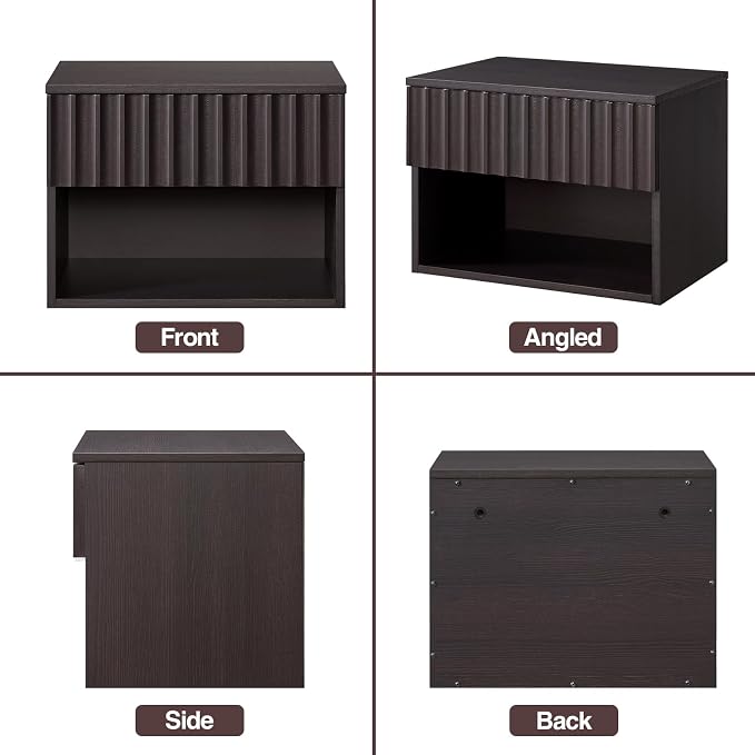 Floating Nightstand with Fluted Drawer - Image 8