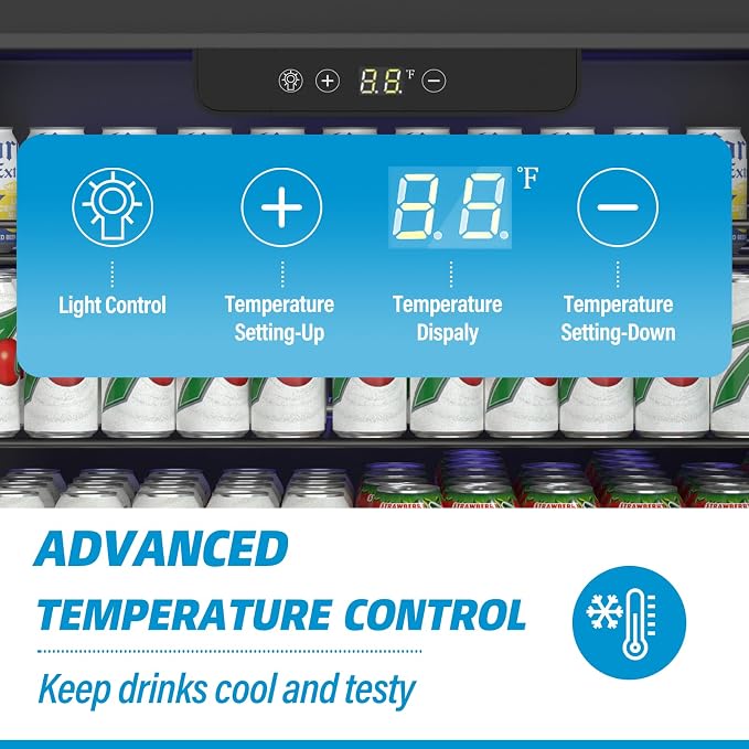 24 inch Beverage Refrigerator, Under Counter Small Refrigerator, 166 Can/5.3 - Image 6
