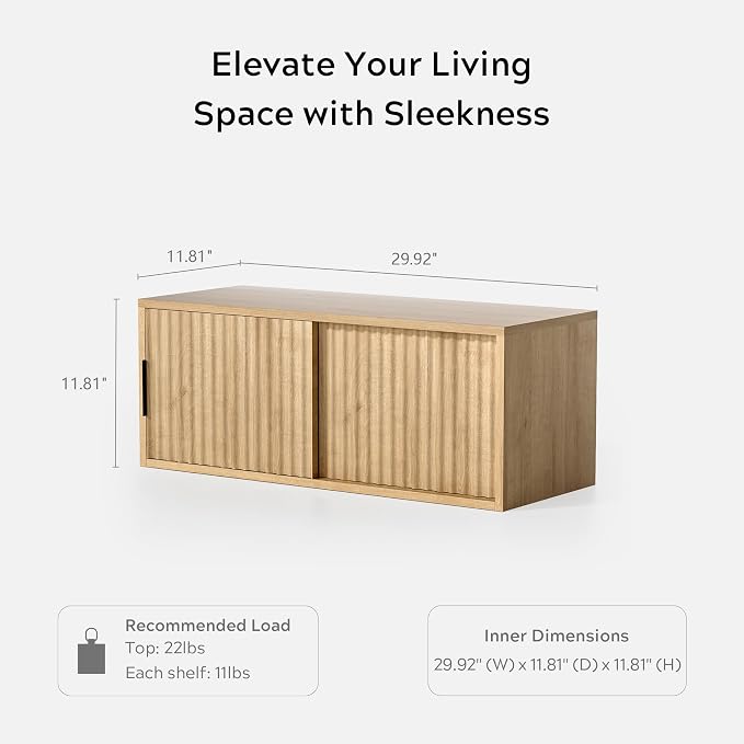 Floating TV Stands Set of 2, Modern Fluted Large Floating Nightstand Wall - Image 5