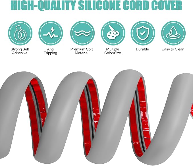 Floor Cord Cover Self Adhesive Cord Hider, 20FT Cable Management, Extension - Image 3
