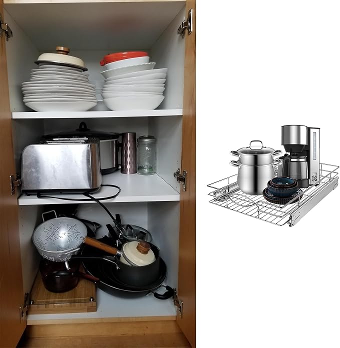 Pull Out Cabinet Organizer 26" W x 21" D, Heavy Duty Kitchen Cabinet Pull Out - Image 7