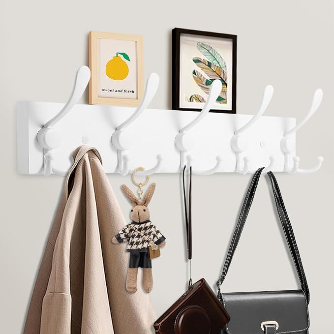 2pcs Coat Rack Wall Mount Coat Hooks Wooden Hat Rack - Image 4