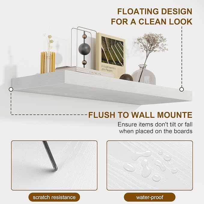 Fun Memories 40 Inch Floating Shelves Set of 2, 8 Inch Deep Wall Shelf - Image 4