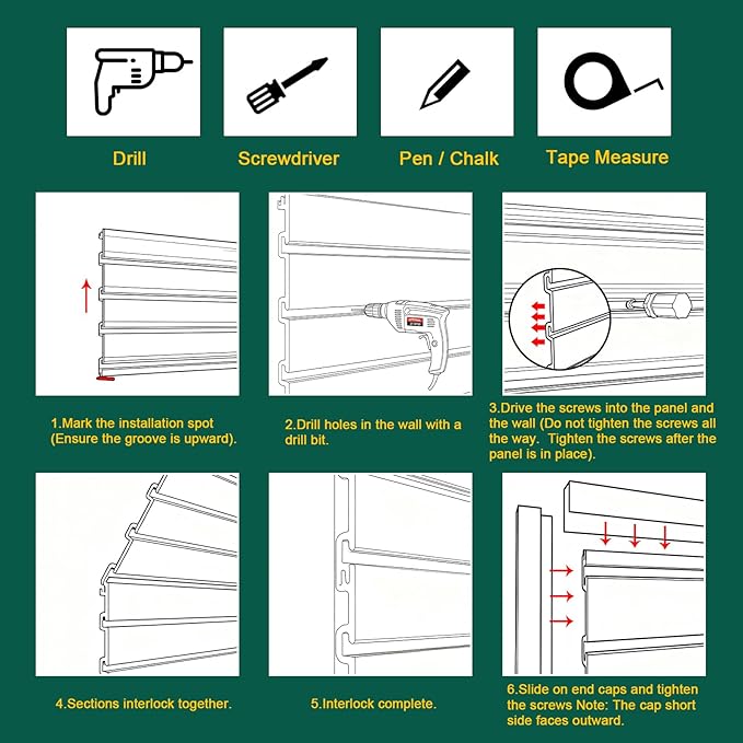 Yuzzy Slat Wall Paneling 2 x 4ft, Garage Slatwall Panel Wall Storage Systems - Image 6