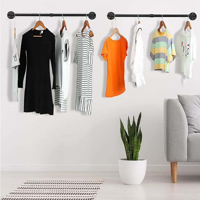 Oroonoko 36inch Industrial Pipe Clothes Rack Wall Mount - Image 6