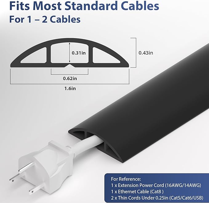 ZhiYo 10ft Cord Covers for Wires on Floor, Cord Hider Floor Hide Extension Cords - Image 2