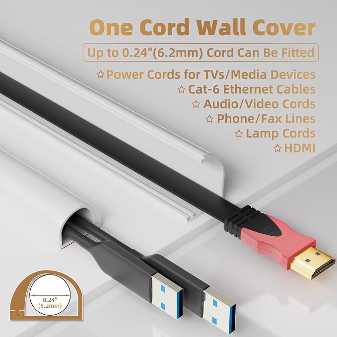 39" Side Open One Cord Hider for Wall Mounted Tv, Extension Cable Cover to Hide - Image 2