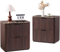 Fluted Nightstand Set of 2, Bedside Table by DelArk