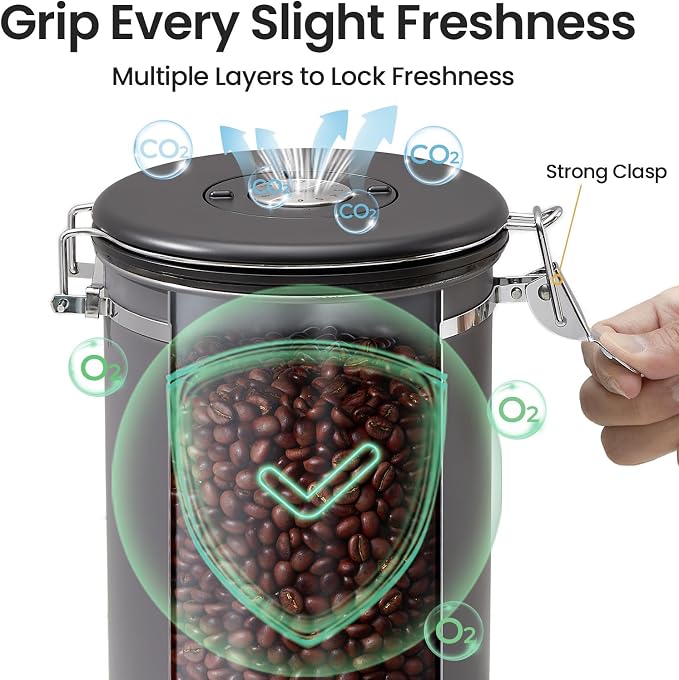 Veken Coffee Canister, 39OZ Large, Airtight Stainless Steel Food Storage - Image 4