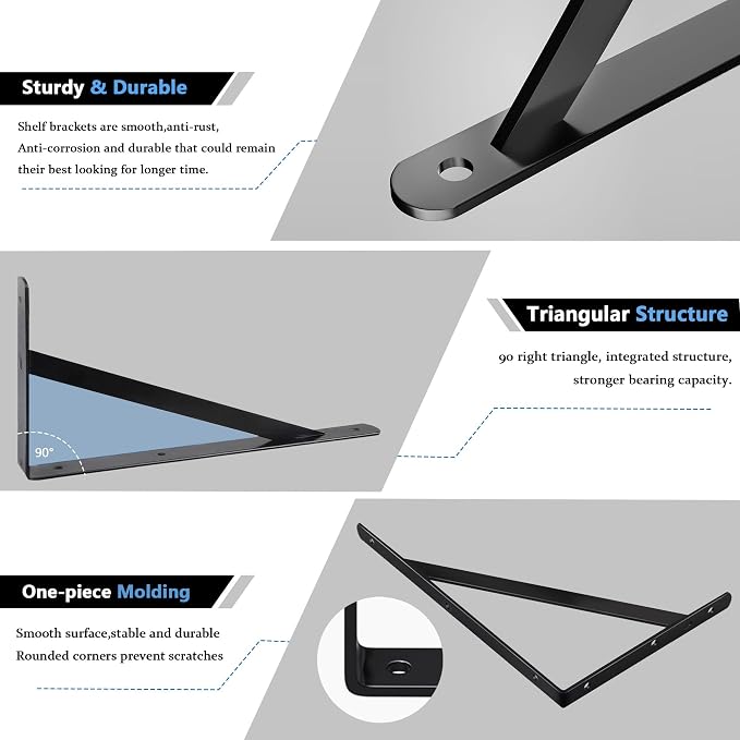 10 Pack L14 x H 10" Heavy Duty Shelf Brackets - Image 3