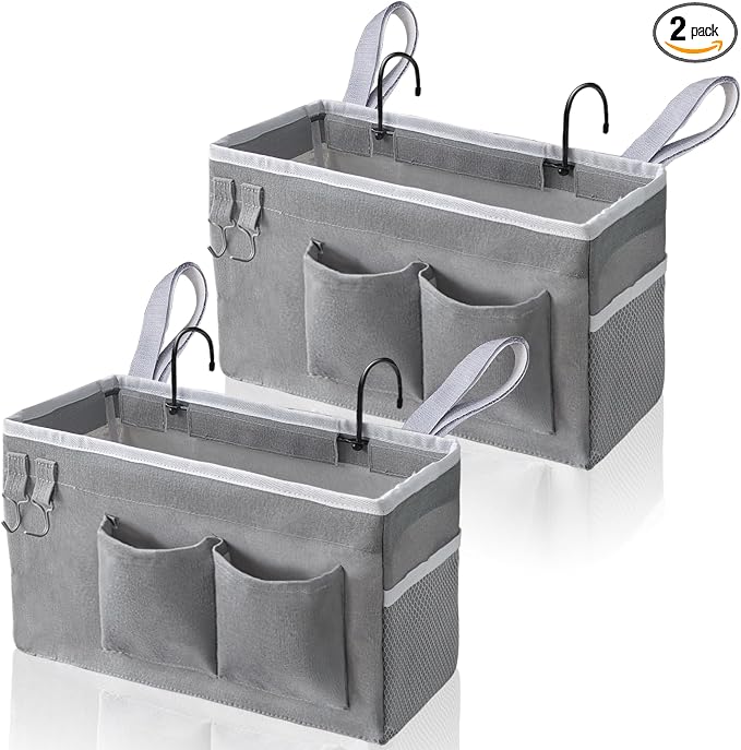 2pcs Bedside Caddy Hanging Storage Bag, Water Cup Holders, Organizer Baskets by KANRICHU
