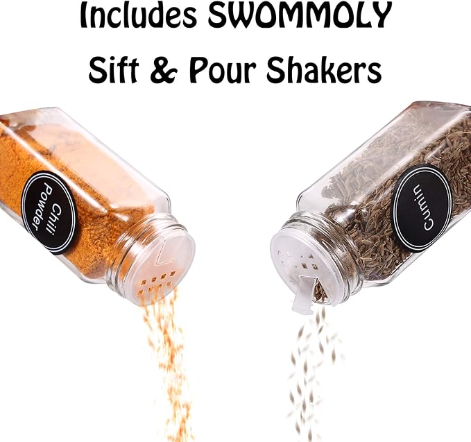 SWOMMOLY 25 Glass Spice Jars - Image 5