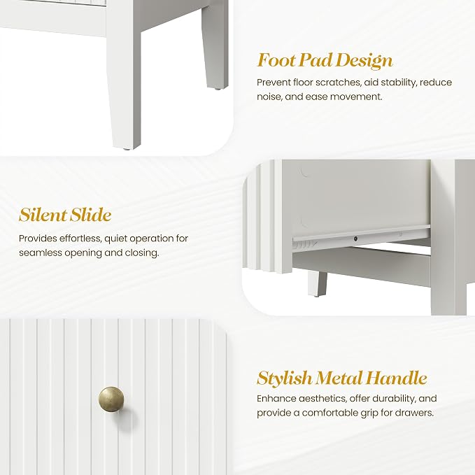 RoyalCraft White Fluted 4 Drawer Dresser - Image 8