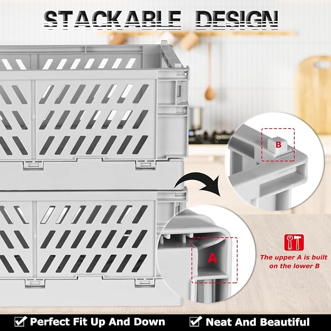 Tixill 2-Pack Mini Foldable Plastic Storage Box Mini Plastic Baskets - Image 4